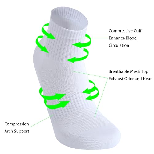 Image of Womens Anti Odor Seamless Breathable Moisture Wicking Cotton Ankle /Crew Running Hiking Dress Socks,Size 6-10