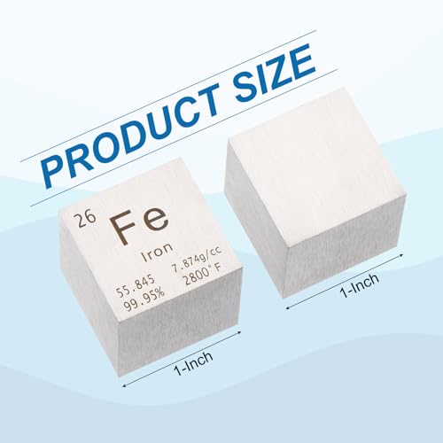 Image of PATIKIL 1 Inch Iron Cube Metal Element High Density Block Pure Periodic Magnesium Block for Element Collections Teacher Lab Scientific Experiment, 25.4 mm