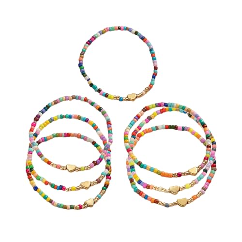 Lerpwige Vibrante colección de cuentas elásticas de 7 piezas para mujer, elegantes pulseras apilables con cuentas, juego de regalo