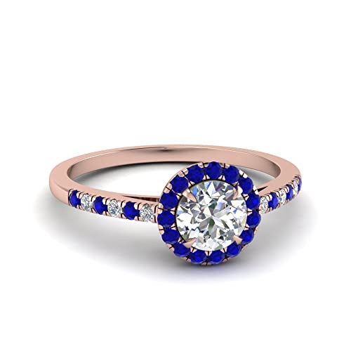 Bague de fiançailles halo en pavé français et or rose, bijou d'exception
