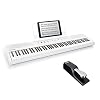 Digital Piano Bundle - Electric Keyboard with 88 Semi Weighted Keys, Built-In Speakers and Sustain Pedal Alesis Recital (White) and M-Audio SP-2