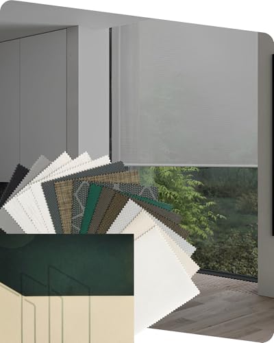 Yoolax Motorized Solar Shades Light Filtering Motorized Blinds with Remote Smart Blinds Work with Alexa Flame Retardant Roller Shades for Windows Home Office, Fabric Sample (Multicolor)