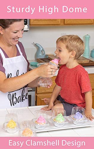 Stack'ngo Cupcake Containers - Bulk Pack | Plastic Disposable Cup Cake Boxes Carrier Holder Box (50 Carriers, 1 Single Serve) #TOP4