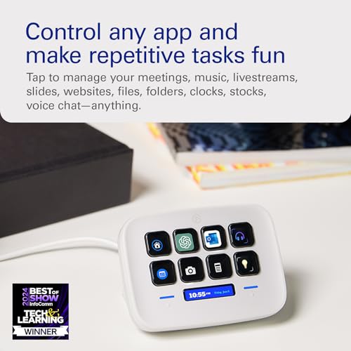 Elgato Stream Deck Neo – 8 Customizable Keys, 2 Touch Points, Speed Through Tasks & Workflows - Control Word, Excel, PowerPoint, Teams, Zoom, Spotify and more, Drag-’n-Drop Setup - Works with Mac & PC