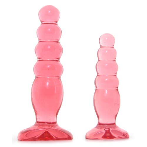 Doc Johnson Crystal Jellies - Anal Delight Trainer Kit - Small-Large - Suction Cup Base - Pink #TOP6