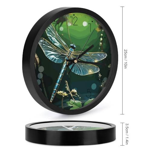 Horloge murale ronde libellule verte silencieuse de 30 cm - 3