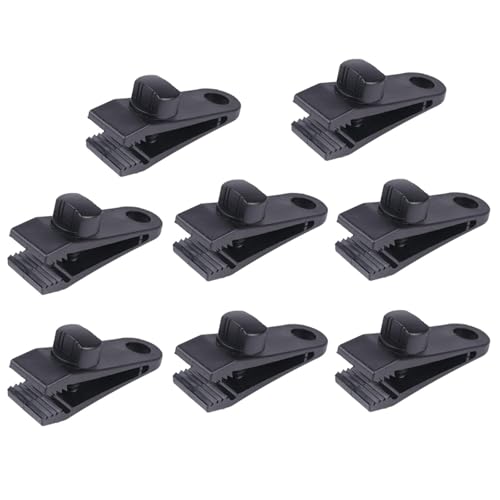 Lot de 8 clips de bâche - Clips de fixation pour tente - Pour auvent de tente, pavillon, camping, caravane - Noir