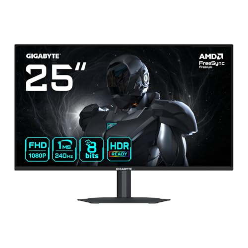 Gigabyte G25F2A 25' FHD Gaming-Monitor - 1920 x 1080, 240Hz, 1ms, 300 cd/m², Display HDR 10, HDMI 2.0, DisplayPort 1.4