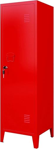 Miniatura 7 de MIOCASA Armario de metal para oficina en casa con puertas y estantes con cerradura de 3 puertas, organizador de archivadores para niños (gris)