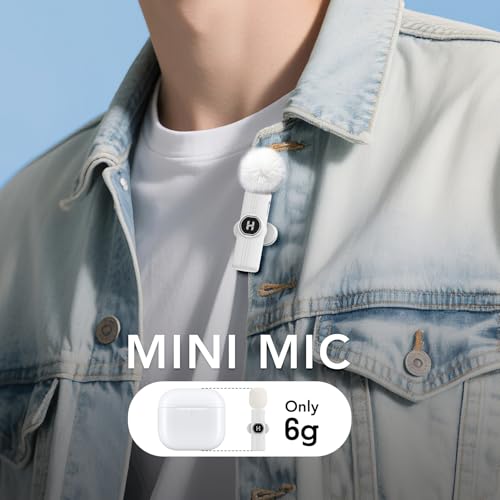 Image of HEHOTTC Mini Wireless Lavalier Microphone for iPhone, iPad, Android Phone - 2in1 Microfono Lapel Bluetooth Mic for Recording, Clip on Omni Lav Mic for Video Recording, Tiktok, YouTube, Vlog