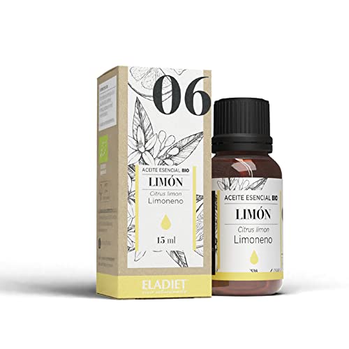 Eladiet Aceite Esencial De Limón Bio - 15 Ml - Propiedades Antioxidantes - Gran Aporte De Energía - Efecto Gastroprotector - Óptimo Para Regul Eladiet Aceite Esencial De Limón Bio - 15 Ml - Propiedades Antioxidantes - Gran Aporte De Energía - Efecto Gastroprotector - Óptimo Para Regul