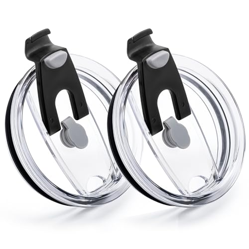 Prurex 30 oz Tumbler Lids,Replacement Lids for 30 oz Yeti Tumbler, Ozark Trail and More, Spill Proof Lids,Cover for 30 OunceTumbler,Cup (Black 2pack)