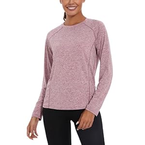 Women’s Long Sleeve Gym Tops Ladies Workout Running Shirts Lightweight Yoga Activewear Quick Dry Crew Neck Sports T-Shirt