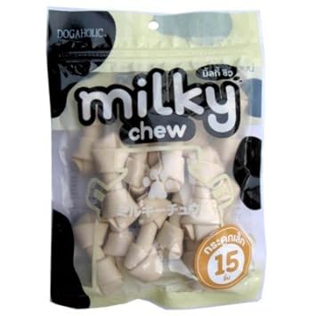 Dogaholic Milky Chews Knotted Bone Dog Treat For All Life Stages (15 Pieces)