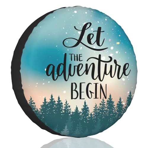 Image of Camper Spare Tire Cover for Rv Trailer Let The Adventure Begin RV Spare Tire Cover Waterproof Dustproof Trailer Tire Covers for SUV Truck Travel 14 Inch