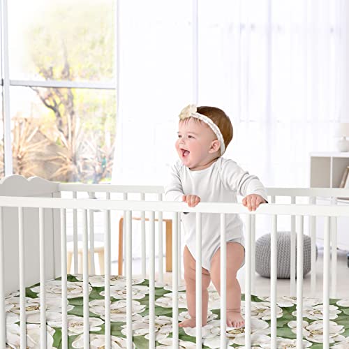 Sweet Jojo Designs Sage Green Boho Flower Floral Girl Baby Fitted Crib Sheet Infant Newborn Nursery Toddler Bed Room Standard Mattress Ivory Shabby Chic Bohemian Watercolor Garden Nature Modern #TOP1