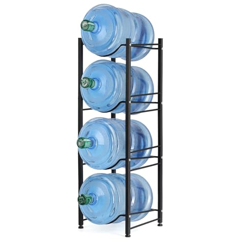 NIUB Water Jug Holder 4 Tier Water Bottle Stand 5 Gallon Heavy Duty Water Dispenser Rack with 4 Slots for Gallon Jugs Detachable Water Storage Shelf Organizer for Home Living Room Office (4 Tier)