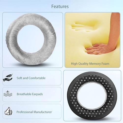Almohadillas para auriculares DT770, almohadillas de repuesto compatibles con Beyerdynamic DT 770/Pro, DT 880/Pro, DT 990/Pro y MMX300 (tela de terciopelo y espuma viscoelástica) miniatura 3