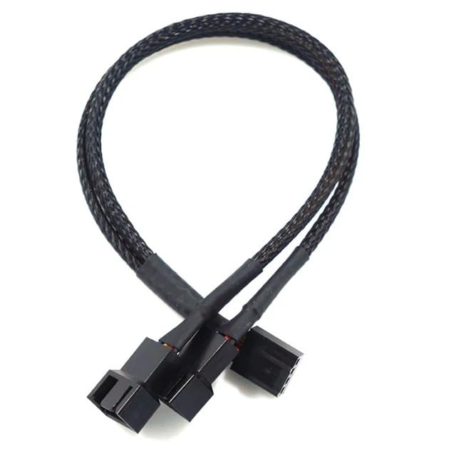 SOLDOUT 4 Pin Fan Cable 1 to 2/3/4 Ways Splitter Black Sleeved 27cm Length Connector PWM Extension Cable (1 to 2 Ways)