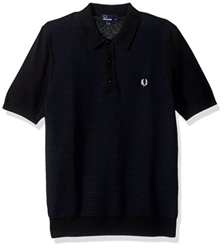 Buy Fred Perry Men's Textured Knitted Shirt, Charcoal, Medium at
