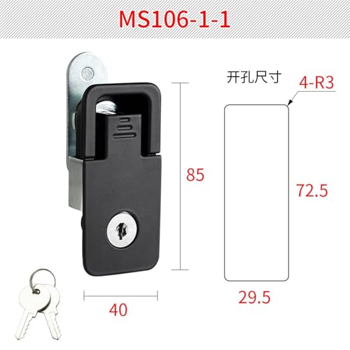 Serrure d'armoire MS106 noire de type compression pour boîte de distribution