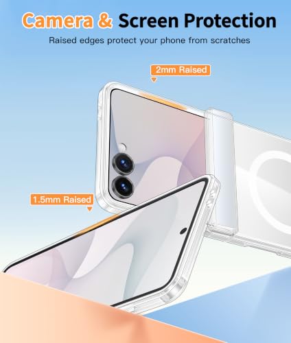 Image of FNTCASE for Samsung-Galaxy Z Flip 8 Clear Case with Hinge Protection | Compatible with Magsafe, Screen Protector, Anti Yellowing, Military Grade Drop Shockproof Protective, Transparent Phone Case