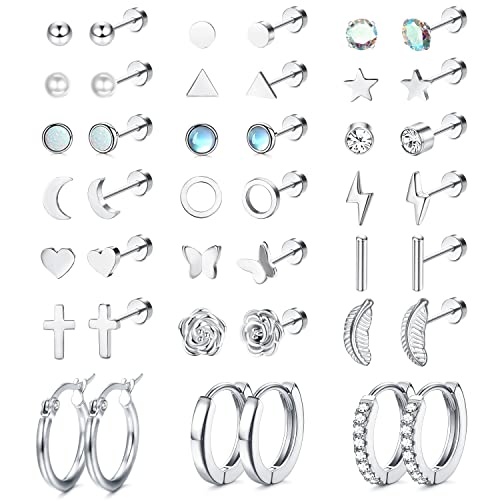 JeweBella 21Pairs Kleine Ohrstecker Damen Set Chirurgenstahl Knorpel Helix...