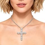 Moissanite Cross Pendant - Luxury Religious Jewelry with Lab-Grown Diamonds | Platinum White Gold Plated 925 Sterling Silver Necklace | for Men, Women, Couples, Wedding, Christmas, and Birthday