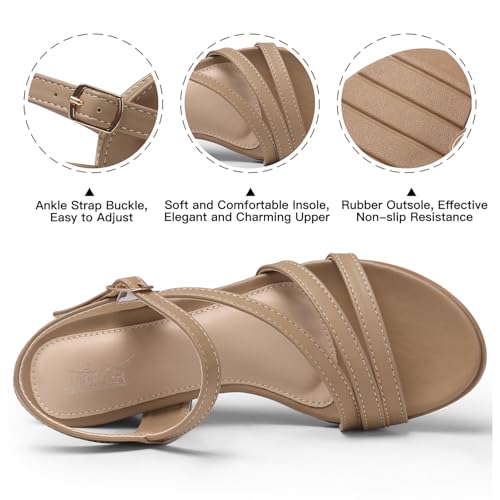 Image of SHIBEVER Wedge Sandals for Women Dressy: Comfortable Low Heel Sandal