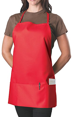 KNG Red 3 Pocket Adjustable Bib Apron for Men and Women