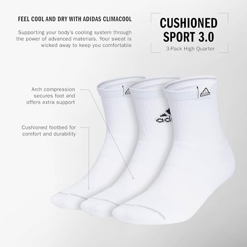 adidas Men's Cushioned Sport High Quarter Socks with Arch Compression (3-Pair)2