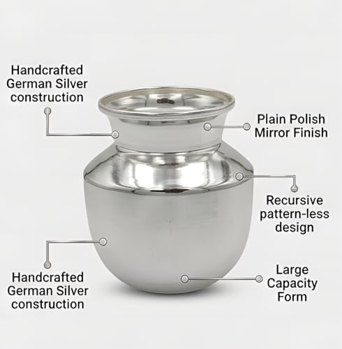 Image of BLeaf German Silver Plain Kalash (Small, 7cm Dia x 9cm H, 100g)