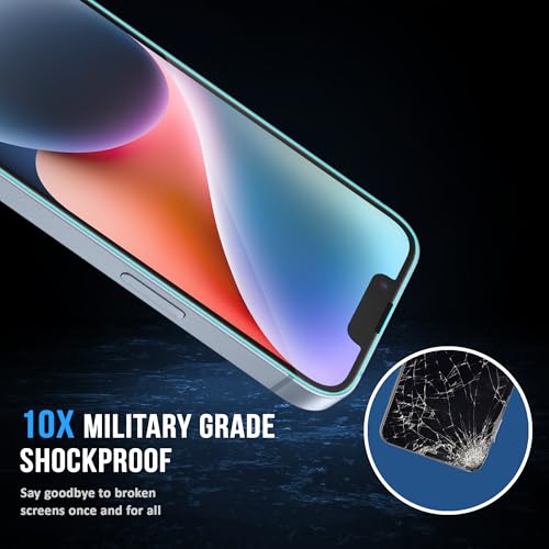 Image of ArmourPro Military-Grade Borderless Tempered Glass for iPhone 14 Plus and 13 Pro Max (6.7 Inch) with Edge to Edge Protector Coverage, Cable Protector and Easy Installation Kit | Anti Dust Mesh Filter