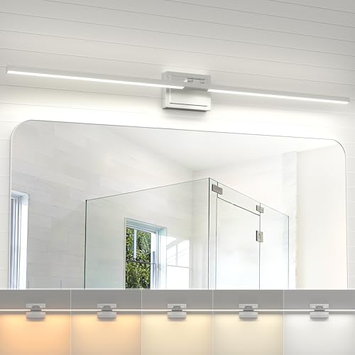 Image of NIORSUN 46.5 Inch Modern Bathroom Light Fixture, 40W 5CCT Dimmable LED Chrome Bathroom Vanity Lights Over Mirror, Vanity Lights for Bathrooms Restroom Mirror