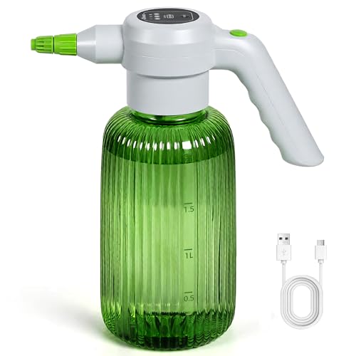 Diivoo Electric Spray Bottle 2L/0.5 Gallon 3 Speed Flow Rechargeable Battery Powered Sprayer Adjustable Nozzle Automatic Spray Bottle Outdoor & Indoor Plant Sprayer for Garden