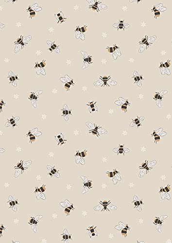 Lewis & Irene Queen Bee Fabric Collection Bees on Dark Cream A503.1 100% Cotton Fabric by The Yard
