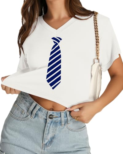 Image of Womens Crop Tops Short Sleeve V Neck Summer Cropped T Shirts Baisc Tees