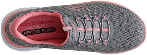 Skechers Women's Summits Sneaker, Grey Mesh Pink Trim, 1 UK