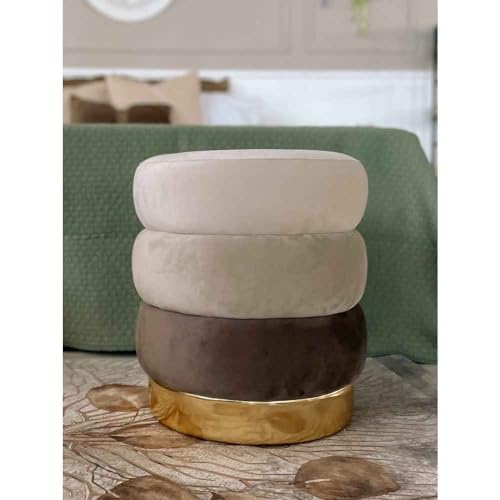 Pouf Ansun in Velluto Tondo AD - Beige