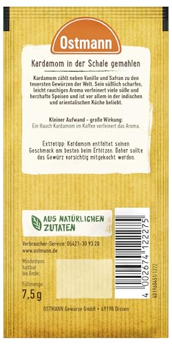 Foto von Ostmann Gewürze - Kardamom in der Schale gemahlen | 8 g im Beutel