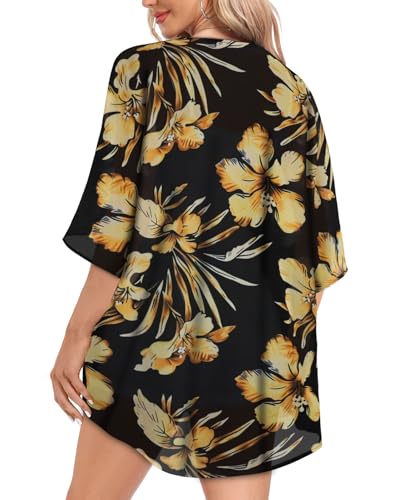 Image of Women Kimono Cardigans Casual Summer Tops Cover up Open Front Floral Print Resort Wear 2026