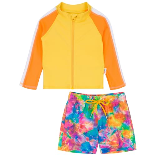 Image of SwimZip Boys' Long Sleeve Rash Guard & Swim Shorts Set - UPF 50+ Sun Protection