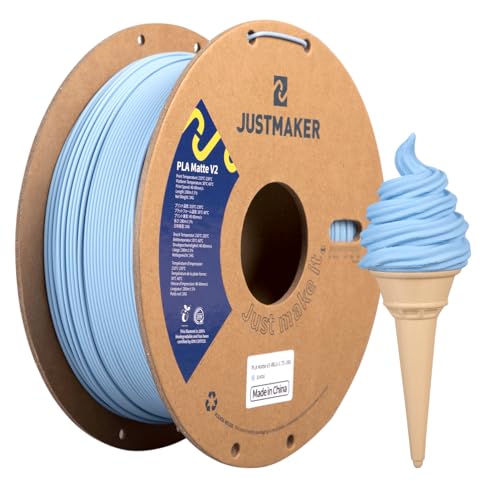 JUSTMAKER Matte PLA+ 3D Printer Filament, Upgrade Cardboard Spool, Dimensional Accuracy +/-0.03mm,...