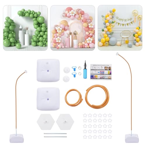 Balloon Arch Kit, 2.5m Reusable Balloons Holder Set Fexible Balloon Hoop Stand with Base and Clips, Half Arch Balloons Hoop Stand used for Weddings, Backdrop, Photo Area