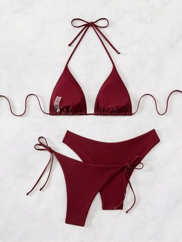 Womens Solid Color Halter Tie Sexy Bikini Set, Bathing Suits Swimsuits For Women2