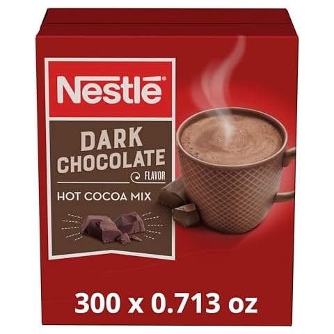 Nestle Hot Chocolate Packets, Dark Chocolate Flavor Hot Cocoa Mix, Made with Real Cocoa, Bulk Pack, 0.71 oz Packet (Pack of 300) Cover