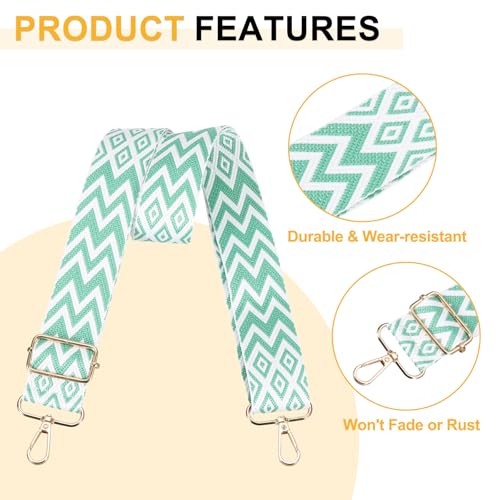Image of PATIKIL 55in Purse Straps Replacement Crossbody, Bag Straps Crossbody Universal Adjustable Canvas Bohemian for Purses Handbags Guitar, Light Green