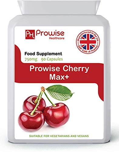Ciliegia Max 750mg 90 Capsule Ciliegie Montmorency ad alta resistenza - Prodotto nel Regno Unito | Standard GMP di Prowise Healthcare