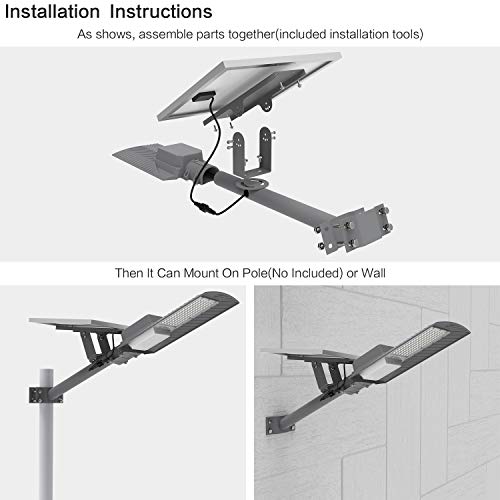 image for TENKOO 150W LED Solar Street Light with Remote Control, Light Control,