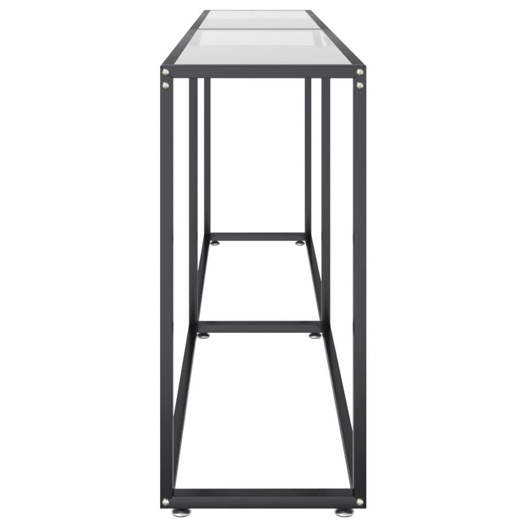 Stół Konsola ze szkła hartowanego 200x35x75 cm | Stal malowana proszkowo, łatwa do czyszczenia, wytrzymała i stabilna, elegancki stolik boczny